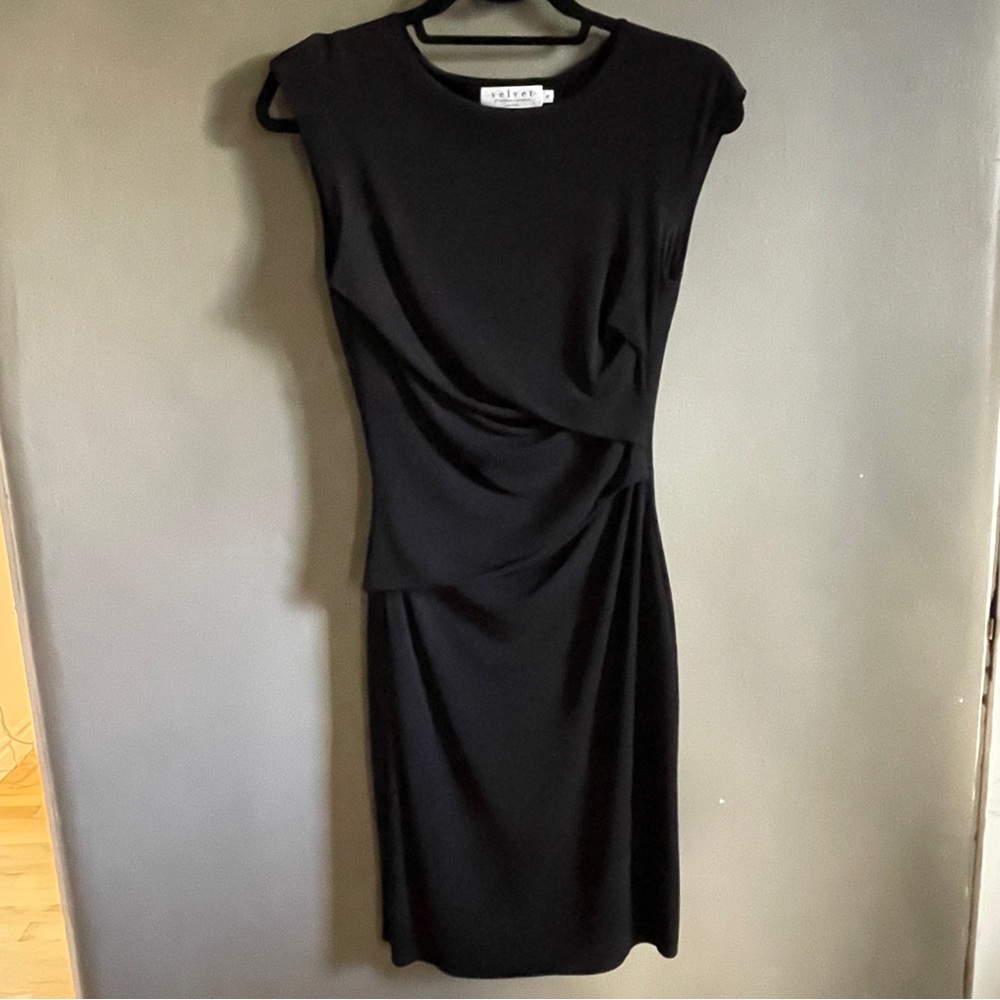 Velvet by Graham and Spencer Black Draped Dress XS